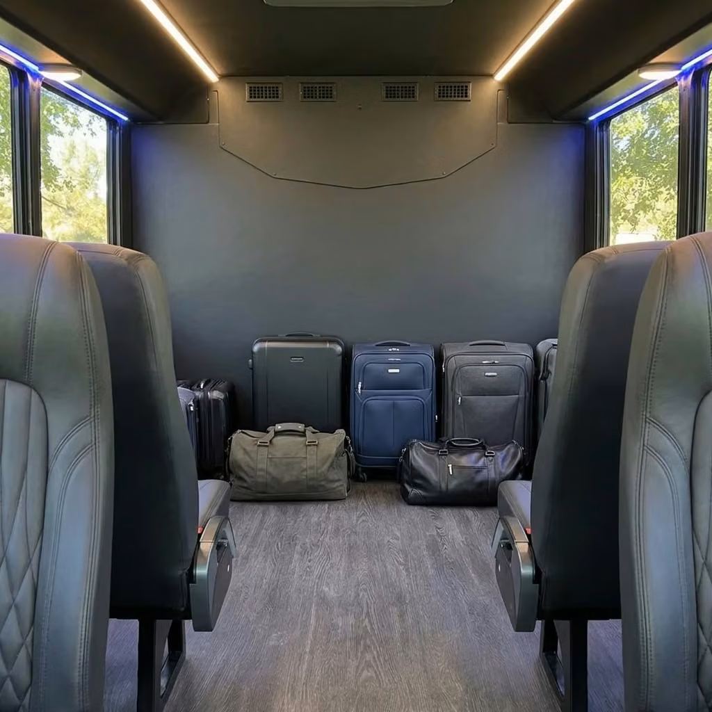 seaside 20 passenger minibus luggage area