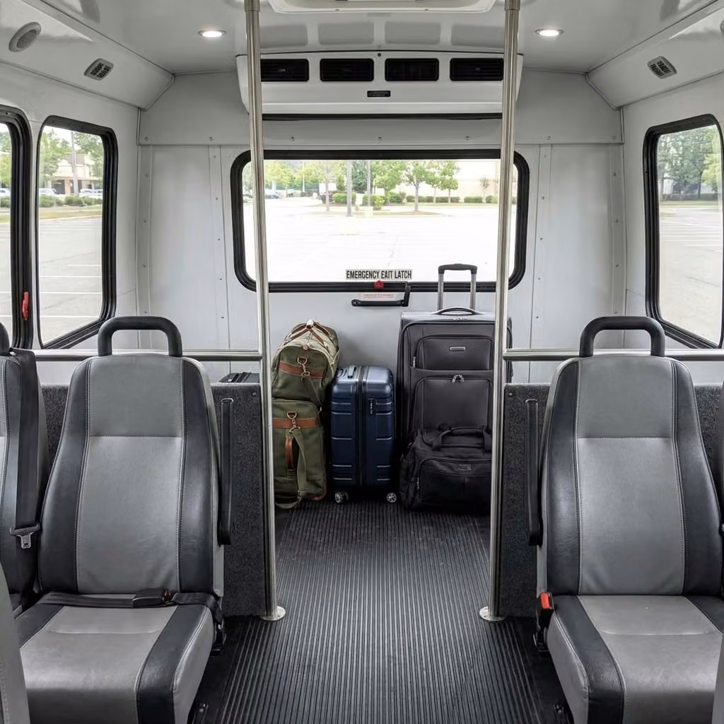 seaside 28 passenger minibus luggage area