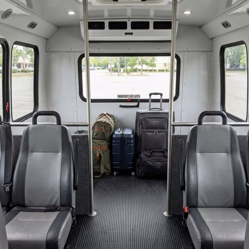 seaside 30 passenger minibus luggage area