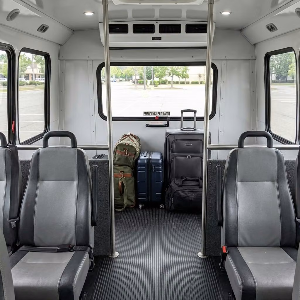 seaside 35 passenger minibus luggage area