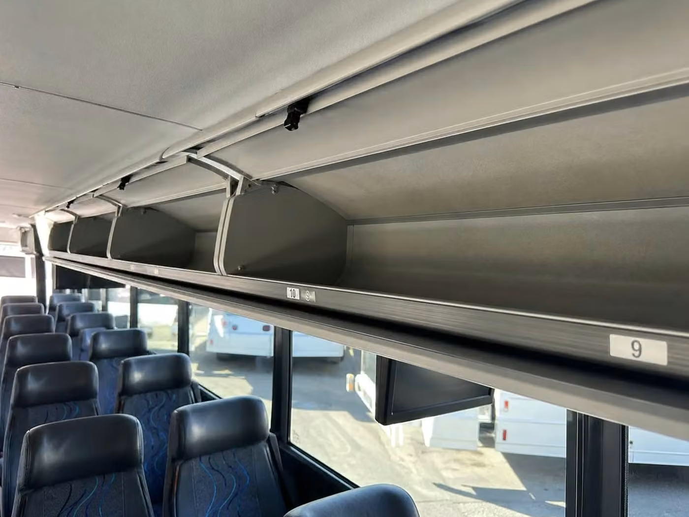 seaside 35 passenger minibus overhead storage