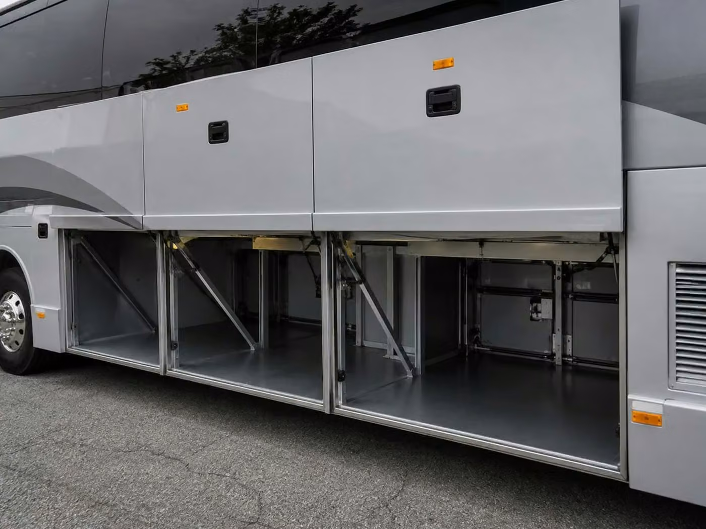 seaside charter bus under bus storage