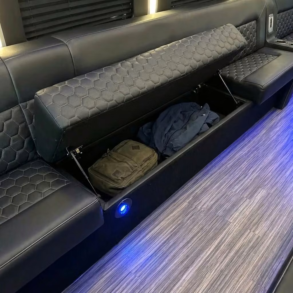 seaside party bus under seat storage