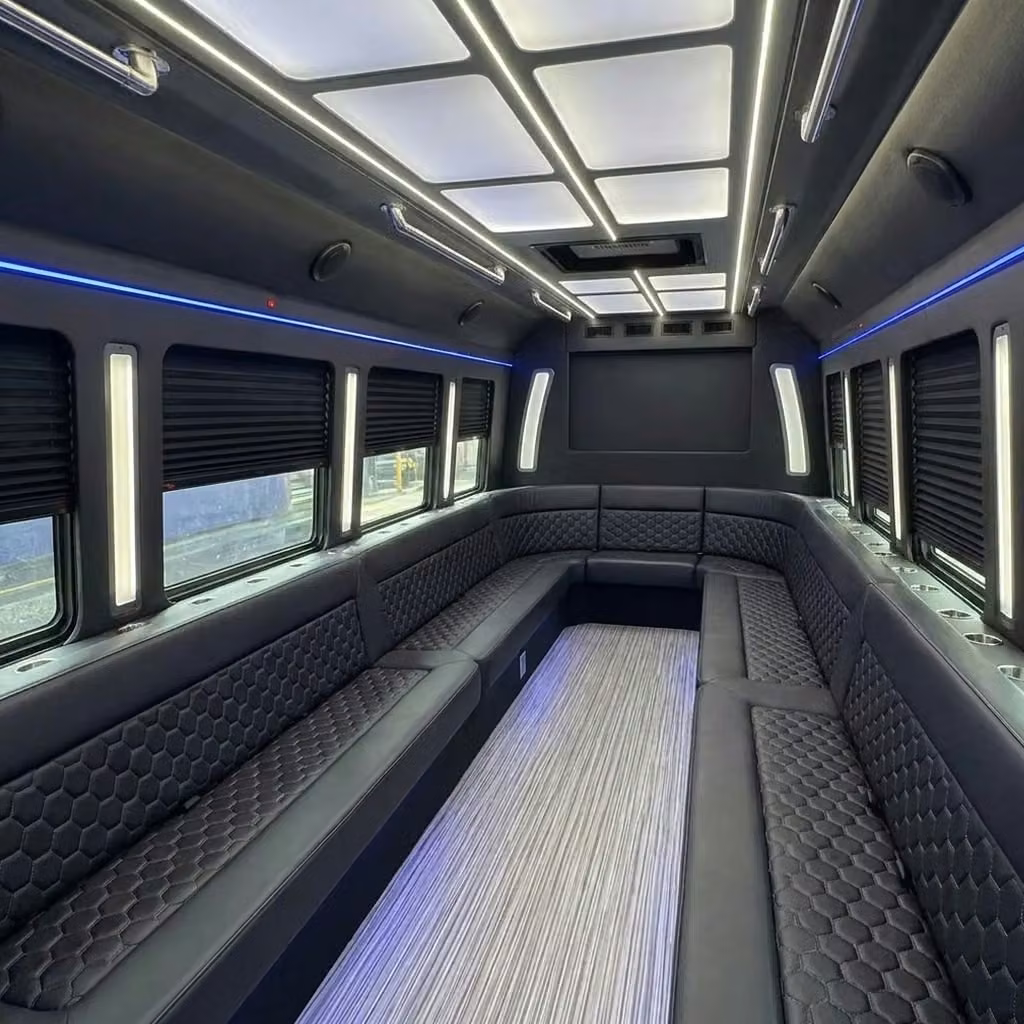 seaside party bus wraparound seating