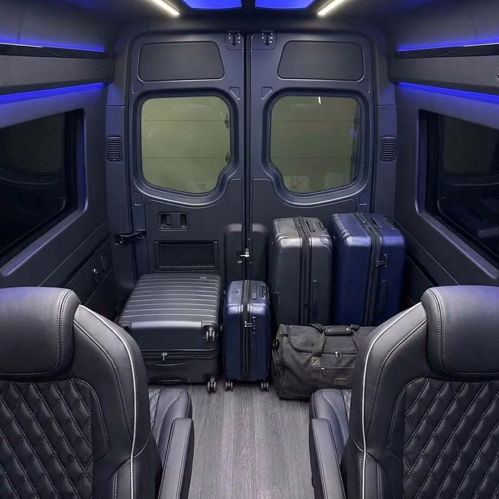 seaside sprinter van rental with driver luggage area